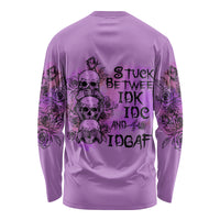 Stuck Between Idk Idc And Idgaf Long Sleeve Shirt - Wonder Print Shop