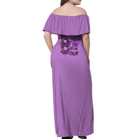 Stuck Between Idk Idc And Idgaf Off Shoulder Maxi Dress - Wonder Print Shop