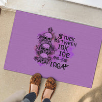 Stuck Between Idk Idc And Idgaf Rubber Doormat - Wonder Print Shop