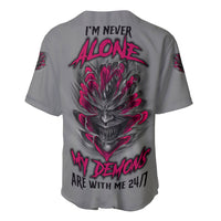I'm Never Alone Skull Demon Baseball Jersey - Wonder Print Shop