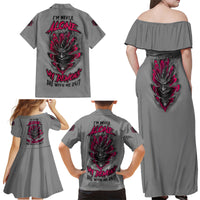 I'm Never Alone Skull Demon Family Matching Off Shoulder Maxi Dress and Hawaiian Shirt - Wonder Print Shop
