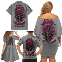 I'm Never Alone Skull Demon Family Matching Off Shoulder Short Dress and Hawaiian Shirt - Wonder Print Shop