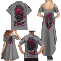 I'm Never Alone Skull Demon Family Matching Summer Maxi Dress and Hawaiian Shirt - Wonder Print Shop