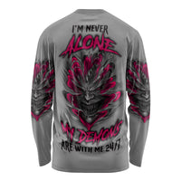 I'm Never Alone Skull Demon Long Sleeve Shirt - Wonder Print Shop