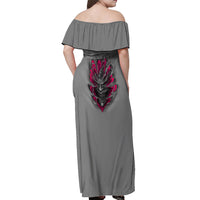 I'm Never Alone Skull Demon Off Shoulder Maxi Dress - Wonder Print Shop