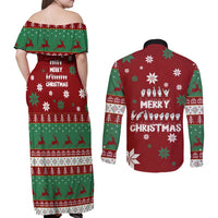 Sign Language Merry Christmas Couples Matching Off Shoulder Maxi Dress and Long Sleeve Button Shirt Xmas Holiday Patterns - Wonder Print Shop