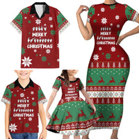 Sign Language Merry Christmas Family Matching Short Sleeve Bodycon Dress and Hawaiian Shirt Xmas Holiday Patterns - Wonder Print Shop