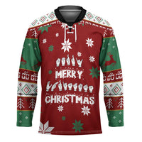 Sign Language Merry Christmas Hockey Jersey Xmas Holiday Patterns - Wonder Print Shop