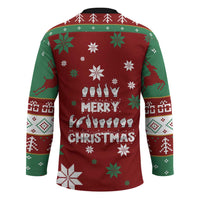 Sign Language Merry Christmas Hockey Jersey Xmas Holiday Patterns - Wonder Print Shop