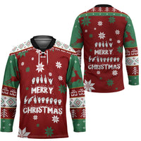 Sign Language Merry Christmas Hockey Jersey Xmas Holiday Patterns - Wonder Print Shop