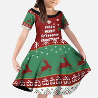 Sign Language Merry Christmas Kid Short Sleeve Dress Xmas Holiday Patterns - Wonder Print Shop