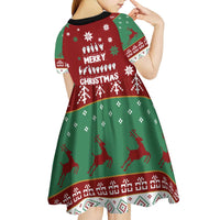 Sign Language Merry Christmas Kid Short Sleeve Dress Xmas Holiday Patterns - Wonder Print Shop