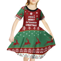 Sign Language Merry Christmas Kid Short Sleeve Dress Xmas Holiday Patterns - Wonder Print Shop
