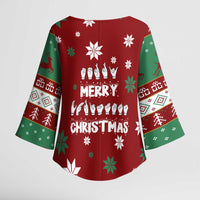 Sign Language Merry Christmas Kimono Sleeve Blouse Xmas Holiday Patterns - Wonder Print Shop