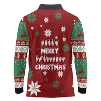 Sign Language Merry Christmas Long Sleeve Polo Shirt Xmas Holiday Patterns - Wonder Print Shop