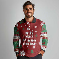 Sign Language Merry Christmas Long Sleeve Polo Shirt Xmas Holiday Patterns - Wonder Print Shop