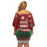 Sign Language Merry Christmas Off Shoulder Short Dress Xmas Holiday Patterns - Wonder Print Shop