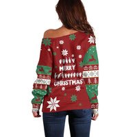 Sign Language Merry Christmas Off Shoulder Sweater Xmas Holiday Patterns - Wonder Print Shop