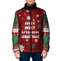 Sign Language Merry Christmas Padded Jacket Xmas Holiday Patterns - Wonder Print Shop