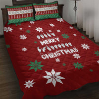 Sign Language Merry Christmas Quilt Bed Set Xmas Holiday Patterns - Wonder Print Shop