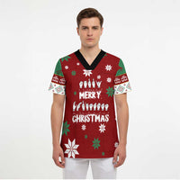 Sign Language Merry Christmas Scrub Top Xmas Holiday Patterns - Wonder Print Shop