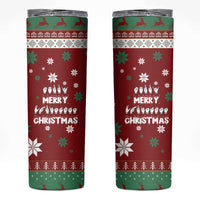 Sign Language Merry Christmas Skinny Tumbler Xmas Holiday Patterns - Wonder Print Shop