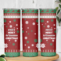 Sign Language Merry Christmas Skinny Tumbler Xmas Holiday Patterns - Wonder Print Shop
