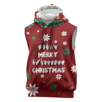 Sign Language Merry Christmas Sleeveless Hoodie Xmas Holiday Patterns - Wonder Print Shop