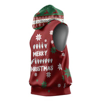 Sign Language Merry Christmas Sleeveless Hoodie Xmas Holiday Patterns - Wonder Print Shop