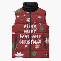 Sign Language Merry Christmas Sleeveless Puffer Jacket Xmas Holiday Patterns - Wonder Print Shop