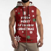 Sign Language Merry Christmas Sleeveless Zip Hoodie Xmas Holiday Patterns - Wonder Print Shop