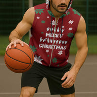 Sign Language Merry Christmas Sleeveless Zip Hoodie Xmas Holiday Patterns - Wonder Print Shop