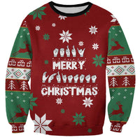 Sign Language Merry Christmas Sweatshirt Xmas Holiday Patterns - Wonder Print Shop