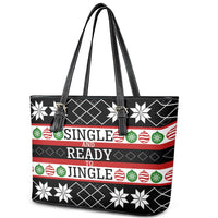 Single Ready To Jingle Christmas Leather Tote Bag Xmas Holiday Patterns - Wonder Print Shop