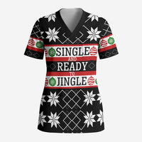 Single Ready To Jingle Christmas Scrub Top Xmas Holiday Patterns - Wonder Print Shop