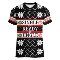 Single Ready To Jingle Christmas Women V-Neck T-Shirt Xmas Holiday Patterns - Wonder Print Shop