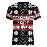 Single Ready To Jingle Christmas Women V-Neck T-Shirt Xmas Holiday Patterns - Wonder Print Shop