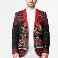 Skater Santa Claus Ho Ho Ho Christmas Blazer Xmas Holiday Patterns - Wonder Print Shop