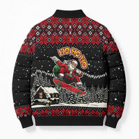 Skater Santa Claus Ho Ho Ho Christmas Bomber Puffer Jacket Xmas Holiday Patterns - Wonder Print Shop