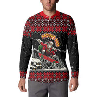 Skater Santa Claus Ho Ho Ho Christmas Button Sweatshirt Xmas Holiday Patterns - Wonder Print Shop