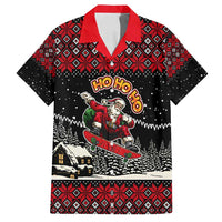 Skater Santa Claus Ho Ho Ho Christmas Family Matching Long Sleeve Bodycon Dress and Hawaiian Shirt Xmas Holiday Patterns - Wonder Print Shop