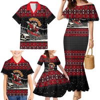 Skater Santa Claus Ho Ho Ho Christmas Family Matching Mermaid Dress and Hawaiian Shirt Xmas Holiday Patterns - Wonder Print Shop