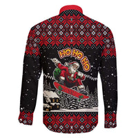 Skater Santa Claus Ho Ho Ho Christmas Family Matching Off The Shoulder Long Sleeve Dress and Hawaiian Shirt Xmas Holiday Patterns - Wonder Print Shop