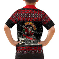 Skater Santa Claus Ho Ho Ho Christmas Family Matching Puletasi and Hawaiian Shirt Xmas Holiday Patterns - Wonder Print Shop
