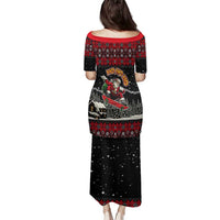 Skater Santa Claus Ho Ho Ho Christmas Family Matching Puletasi and Hawaiian Shirt Xmas Holiday Patterns - Wonder Print Shop