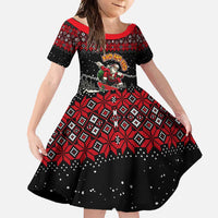 Skater Santa Claus Ho Ho Ho Christmas Family Matching Short Sleeve Bodycon Dress and Hawaiian Shirt Xmas Holiday Patterns - Wonder Print Shop