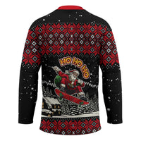 Skater Santa Claus Ho Ho Ho Christmas Hockey Jersey Xmas Holiday Patterns - Wonder Print Shop