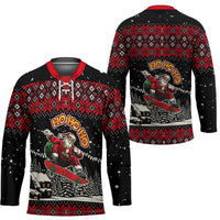 Skater Santa Claus Ho Ho Ho Christmas Hockey Jersey Xmas Holiday Patterns - Wonder Print Shop