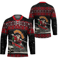 Skater Santa Claus Ho Ho Ho Christmas Hockey Jersey Xmas Holiday Patterns - Wonder Print Shop