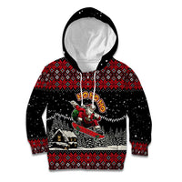 Skater Santa Claus Ho Ho Ho Christmas Kid Hoodie Xmas Holiday Patterns - Wonder Print Shop